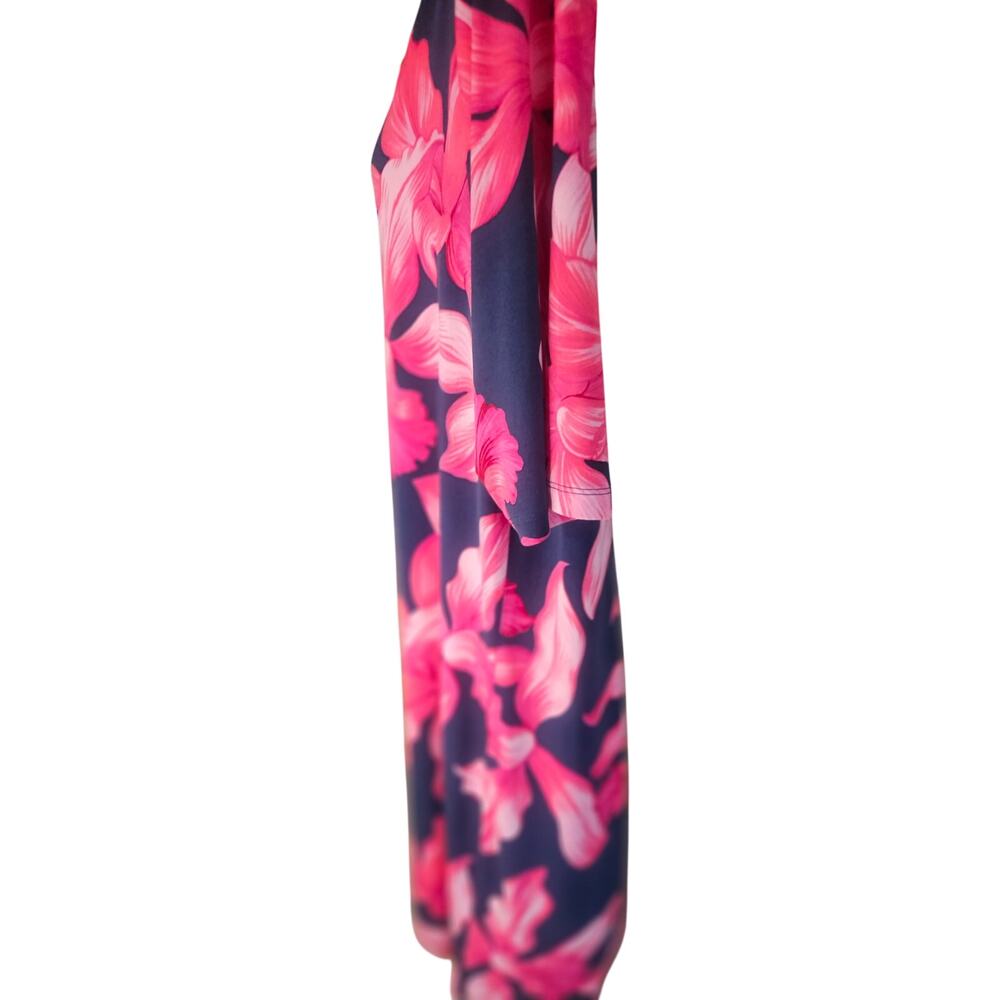 Tommy Bahama Navy Pink Floral Sheath Dress. Sz XL Knee Length Stretch - Picture 4 of 7